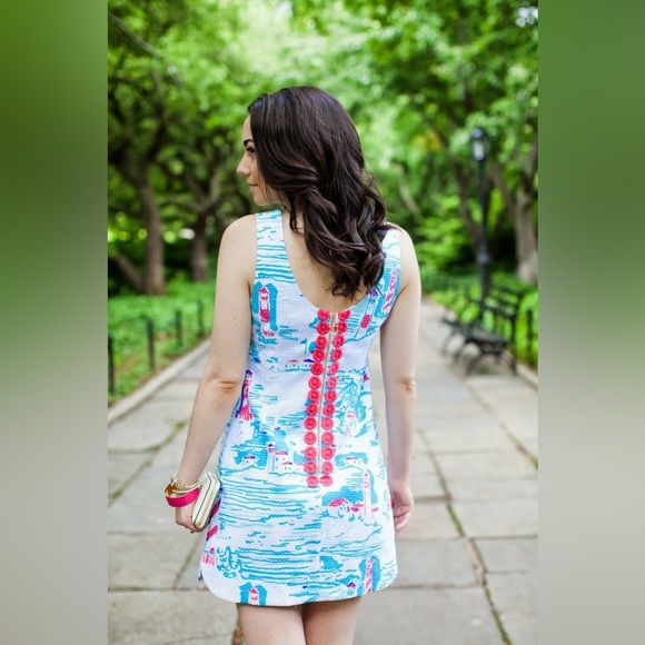 Lilly Pulitzer Blue and Red Lighthouse dress - Picture 2 of 8